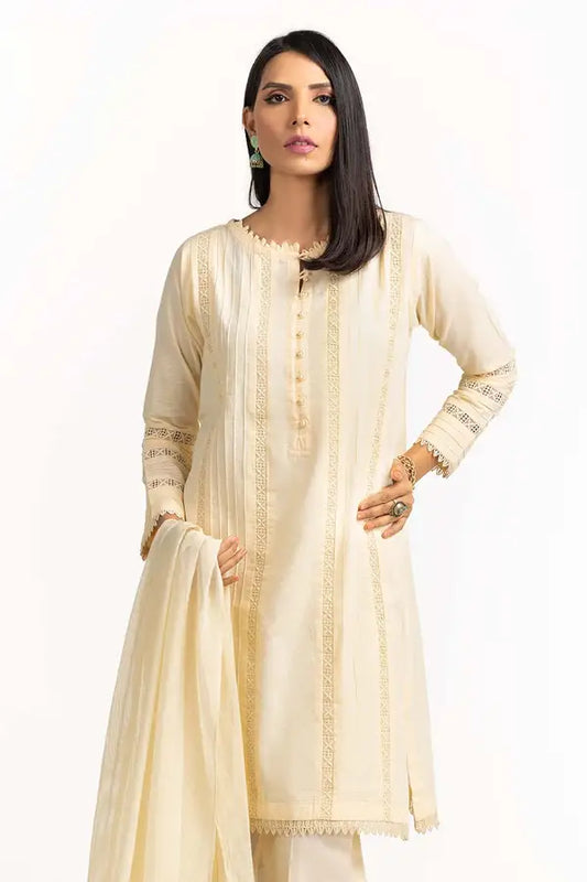 Dobby Dyed Shirt and Trousers with a Delicately Embroidered Dupatta.