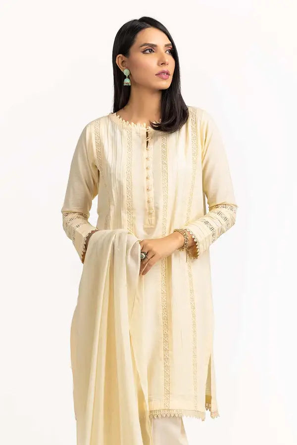 Dobby Dyed Shirt and Trousers with a Delicately Embroidered Dupatta.