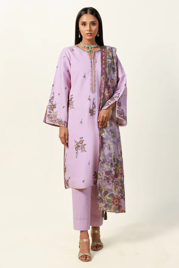 L-Purple Cambric – Unstitched 3-Piece Suit