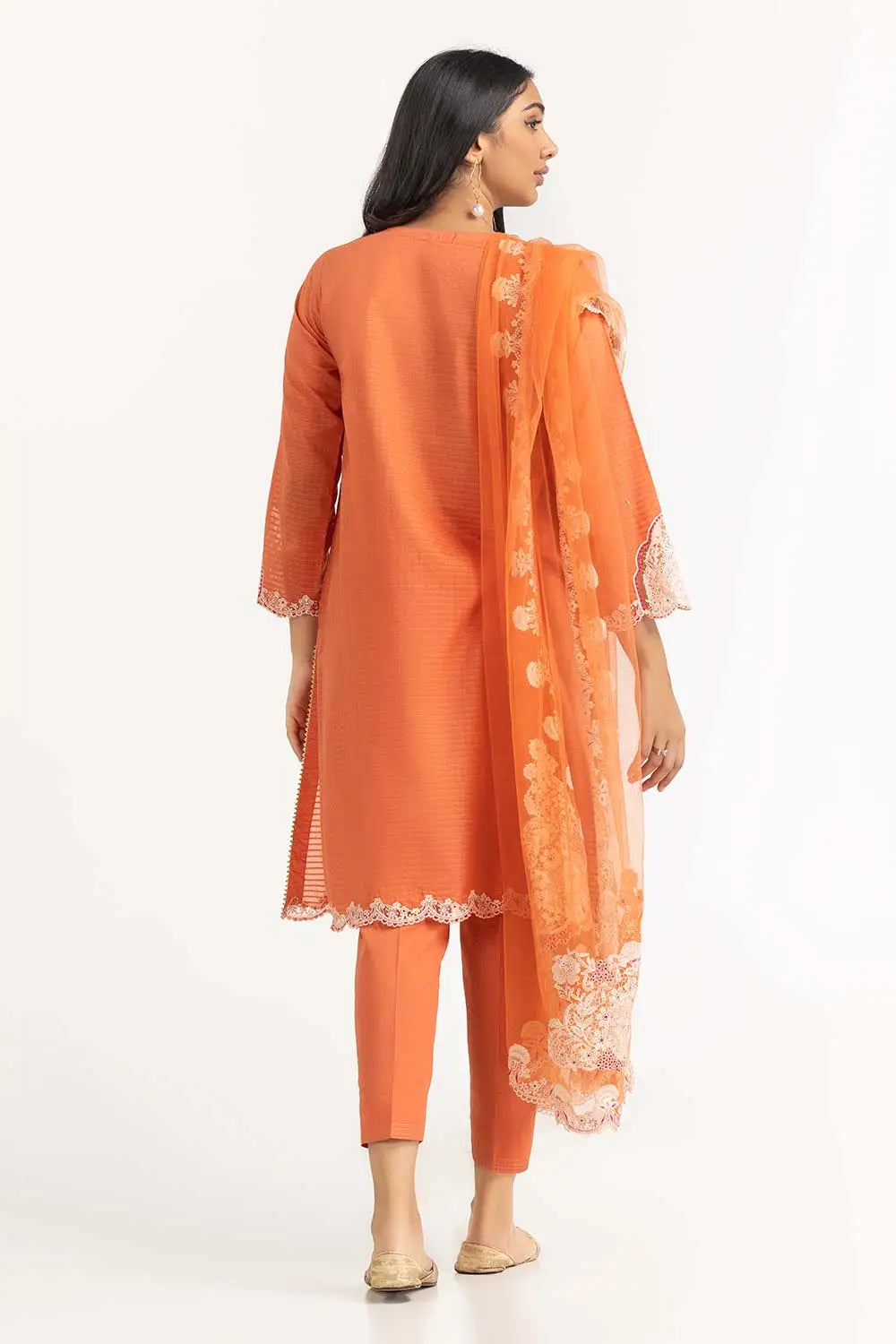 Tehwaar Lurex Dobby Dyed Embroidered Shirt & Trousers with Dupatta