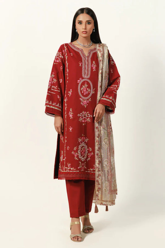 Red Cambric – Unstitched 3-Piece Suit